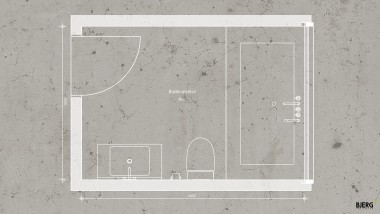 Plan de la salle de bains de 6 m² de Bjerg Arkitektur (© Bjerg Arkitektur)
