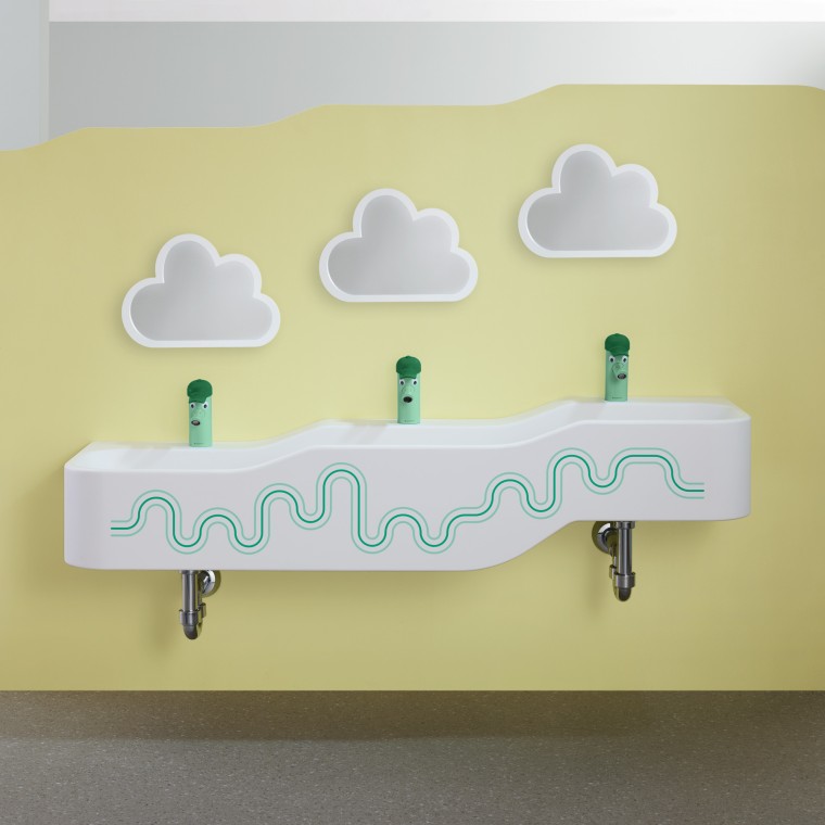 Espace de jeu et de lavage Geberit Bambini vert forêt et vert clair Espace de jeu et de lavage Geberit Bambini vert forêt et vert clair