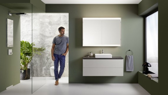 Geberit ONE meuble de salle de bains gris sable (© Geberit)