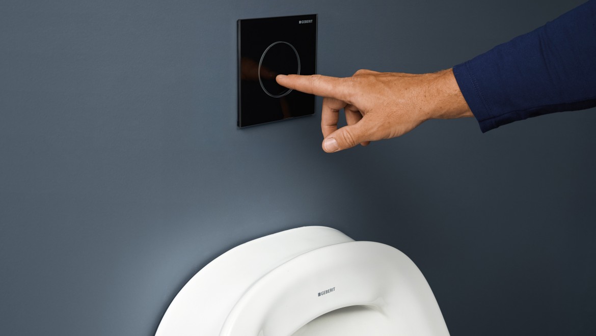 Urinalspülauslösung Typ40 rund in Schwarz