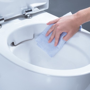 WC sans rebord de rinçage Geberit, facile à nettoyer
