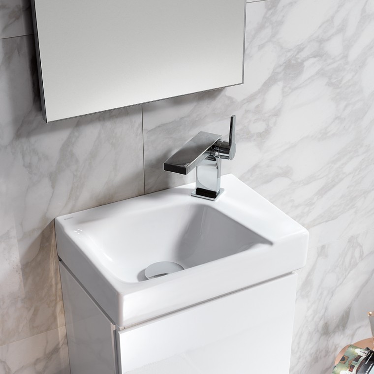 Lavabo Geberit Xeno² dans une salle de bains d’invités Lavabo Geberit Xeno² dans une salle de bains d’invités