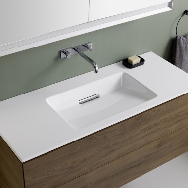 Lavabo pour meuble avec plage de dépose latérale Geberit ONE