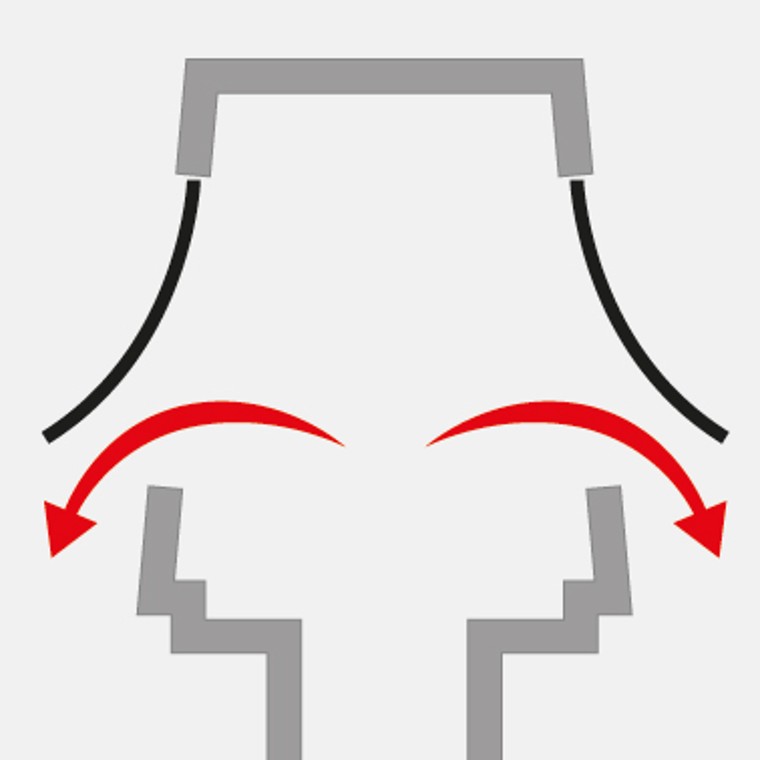 De la même manière, l’ouverture des membranes compense toute surpression dans la canalisation De la même manière, l’ouverture des membranes compense toute surpression dans la canalisation
