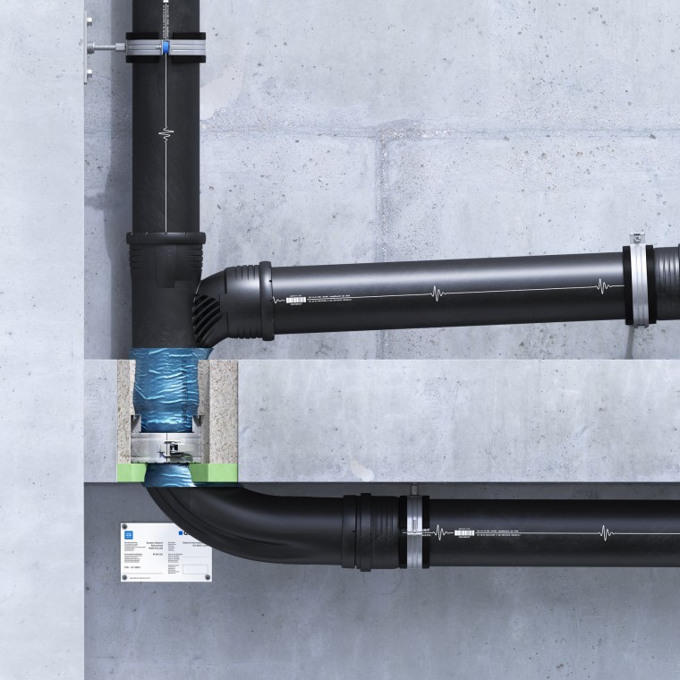 Tuyau Geberit Rohrschott90 Plus EN encastré dans le plafond avec isolation EPS/XPS Tuyau Geberit Rohrschott90 Plus EN encastré dans le plafond avec isolation EPS/XPS