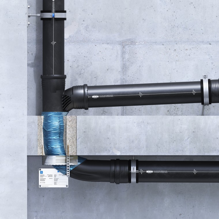 Geberit Silent-Pro SuperTube : installation en applique de la cloison tubulaire en forme de U Geberit Silent-Pro SuperTube : installation en applique de la cloison tubulaire en forme de U