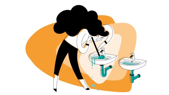Illustration zum verstopften Waschtischsiphon