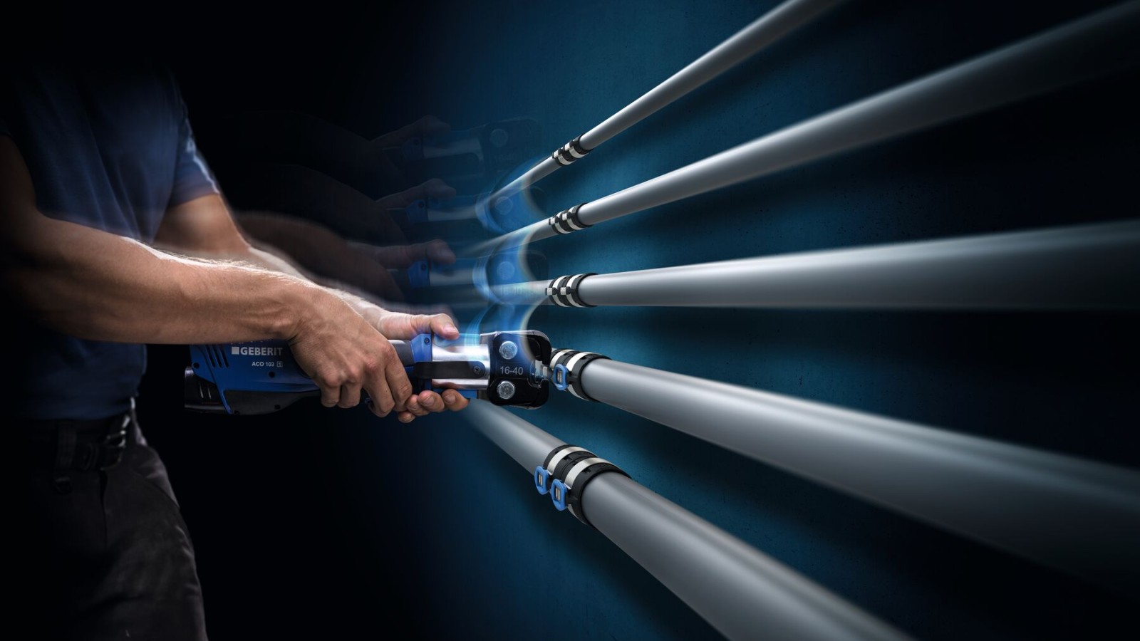 Pince à sertir manuelle pour Geberit FlowFit pour les dimensions d16 à 40 mm Pince à sertir manuelle pour Geberit FlowFit pour les dimensions d16 à 40 mm