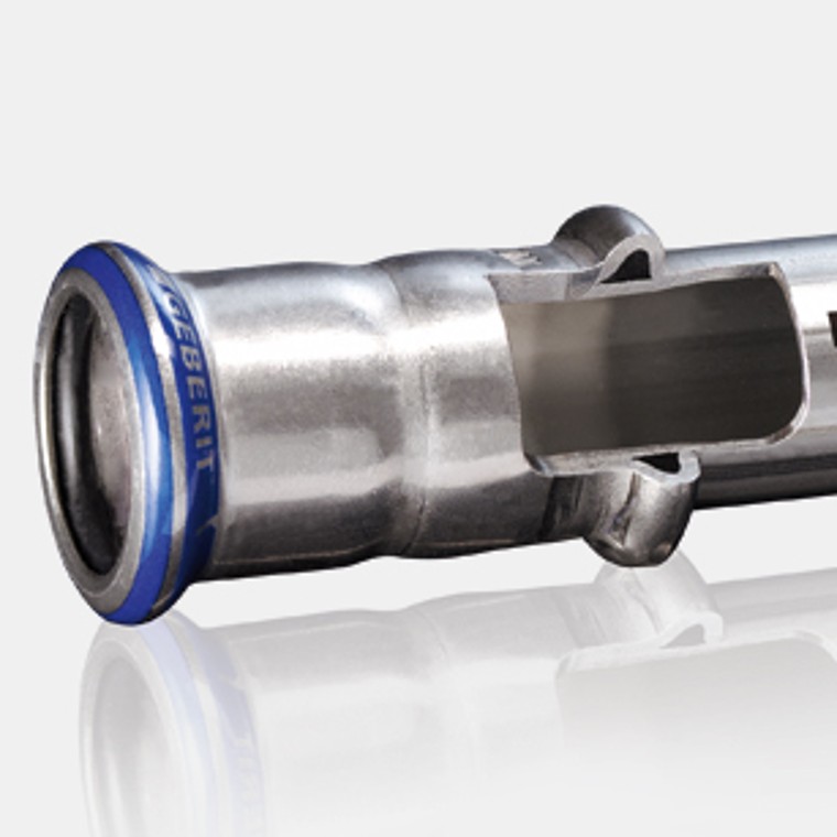 Section d’un tube et d’un manchon Geberit Mapress Acier Inoxydable Section d’un tube et d’un manchon Geberit Mapress Acier Inoxydable