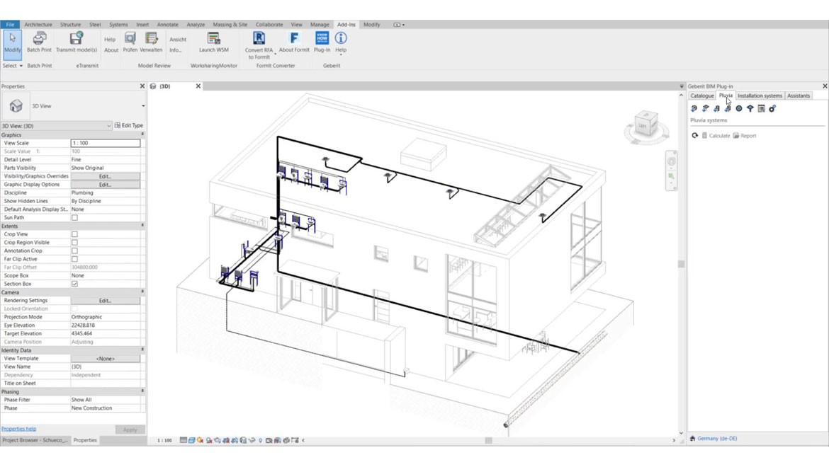 Module Pluvia du nouveau Geberit BIM Plug-in