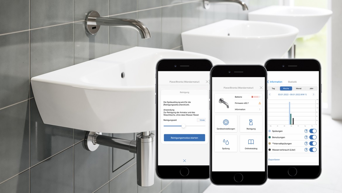 Réglage de robinetteries de lavabo à l’aide de l’application Geberit Control