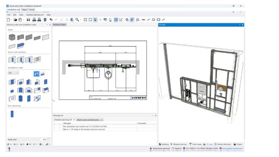 Detaillierte 3D-Planung im Geberit ProPlanner