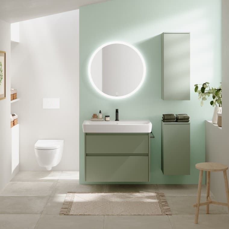 Geberit Renova Plan Möbel in Grün kombiniert mit luftigem Weiss Geberit Renova Plan Möbel in Grün kombiniert mit luftigem Weiss