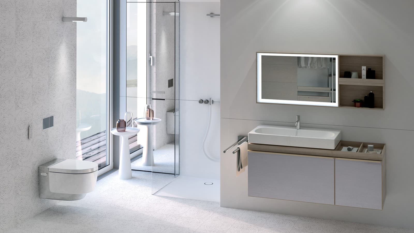 Bad mit AquaClean Dusch WC Mera chrom Bad mit AquaClean Dusch WC Mera chrom