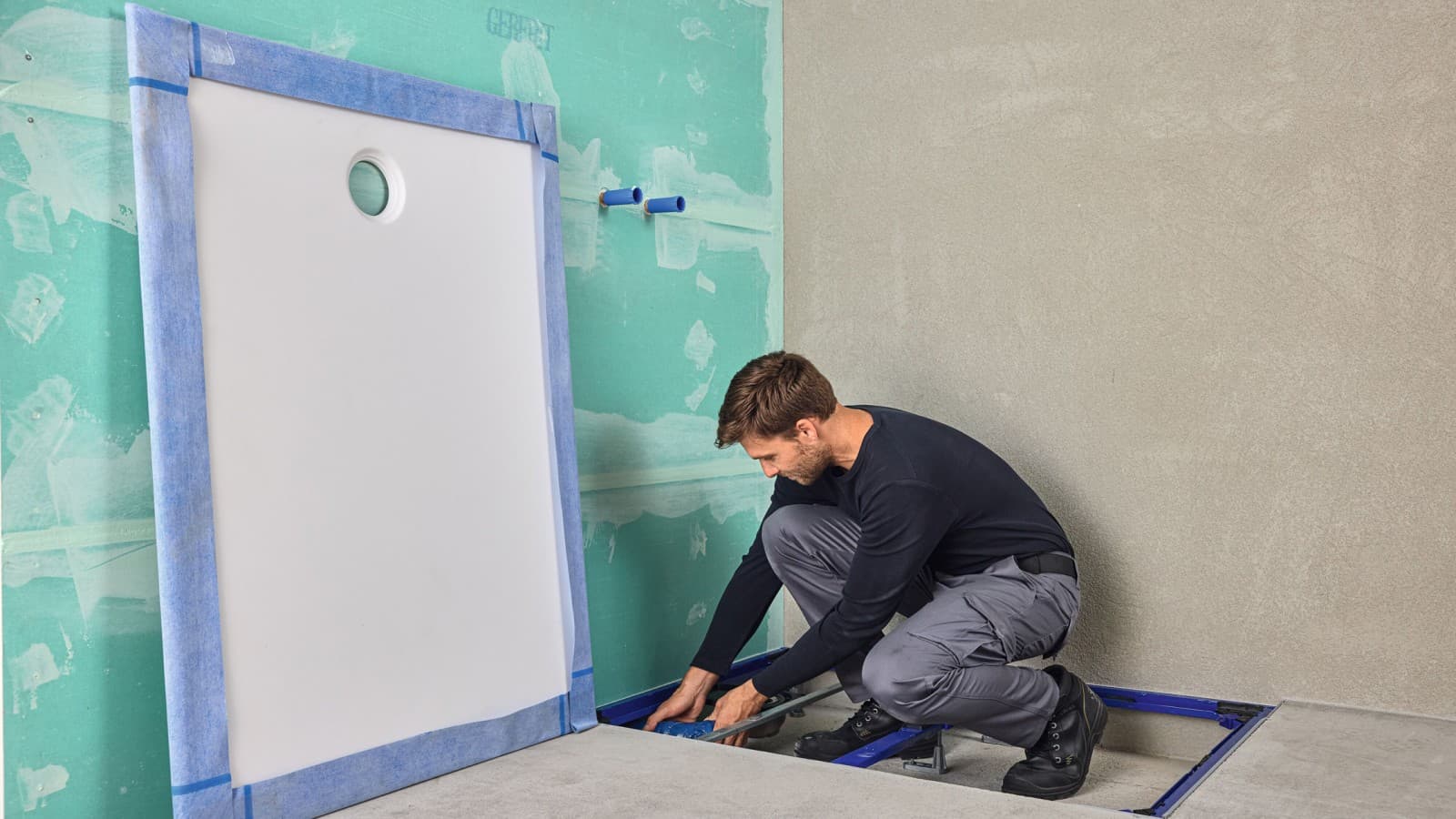 Geberit Duofix pour douche et Geberit CleanFloor30 avec membrane d'étanchéité pré-assemblée Geberit Duofix pour douche et Geberit CleanFloor30 avec membrane d'étanchéité pré-assemblée