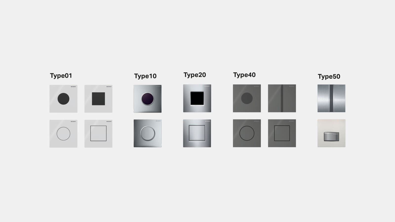 Aperçu des plaques de recouvrement Geberit Aperçu des plaques de recouvrement Geberit