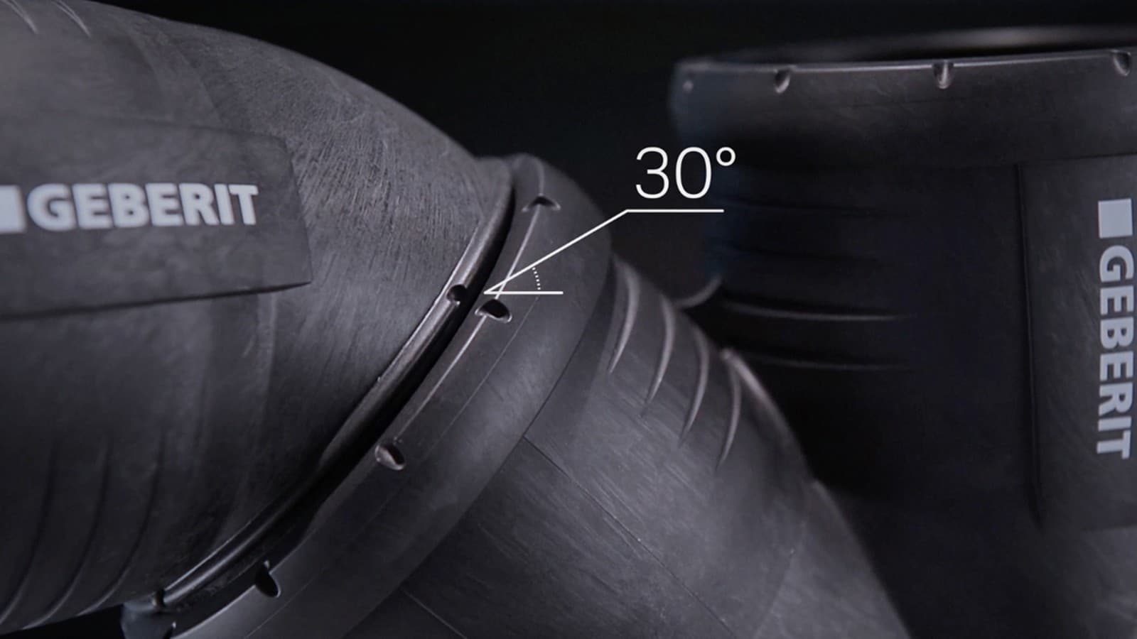 Repères à 30 degrés sur les raccords Geberit Silent-Pro Repères à 30 degrés sur les raccords Geberit Silent-Pro