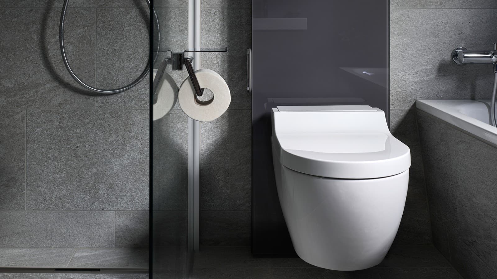 Das Sanitärmodul Geberit Monolith mit Dusch-WC Geberit AquaClean Tuma Das Sanitärmodul Geberit Monolith mit Dusch-WC Geberit AquaClean Tuma