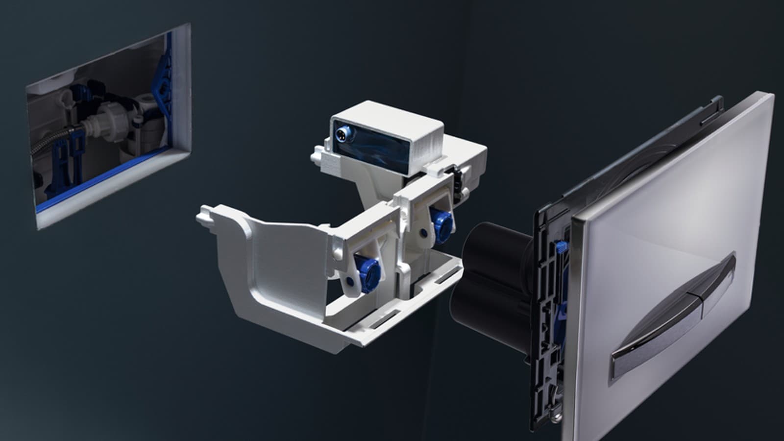 Le module de rinçage forcé hygiénique Geberit Intervall s’installe facilement dans chaque réservoir à encastrer Geberit Sigma 12 cm Le module de rinçage forcé hygiénique Geberit Intervall s’installe facilement dans chaque réservoir à encastrer Geberit Sigma 12 cm