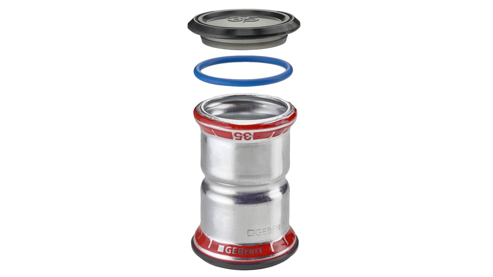 Geberit Mapress en acier C, FKM bleu pour l'utilisation de fluides contenant de l'huile Geberit Mapress en acier C, FKM bleu pour l'utilisation de fluides contenant de l'huile