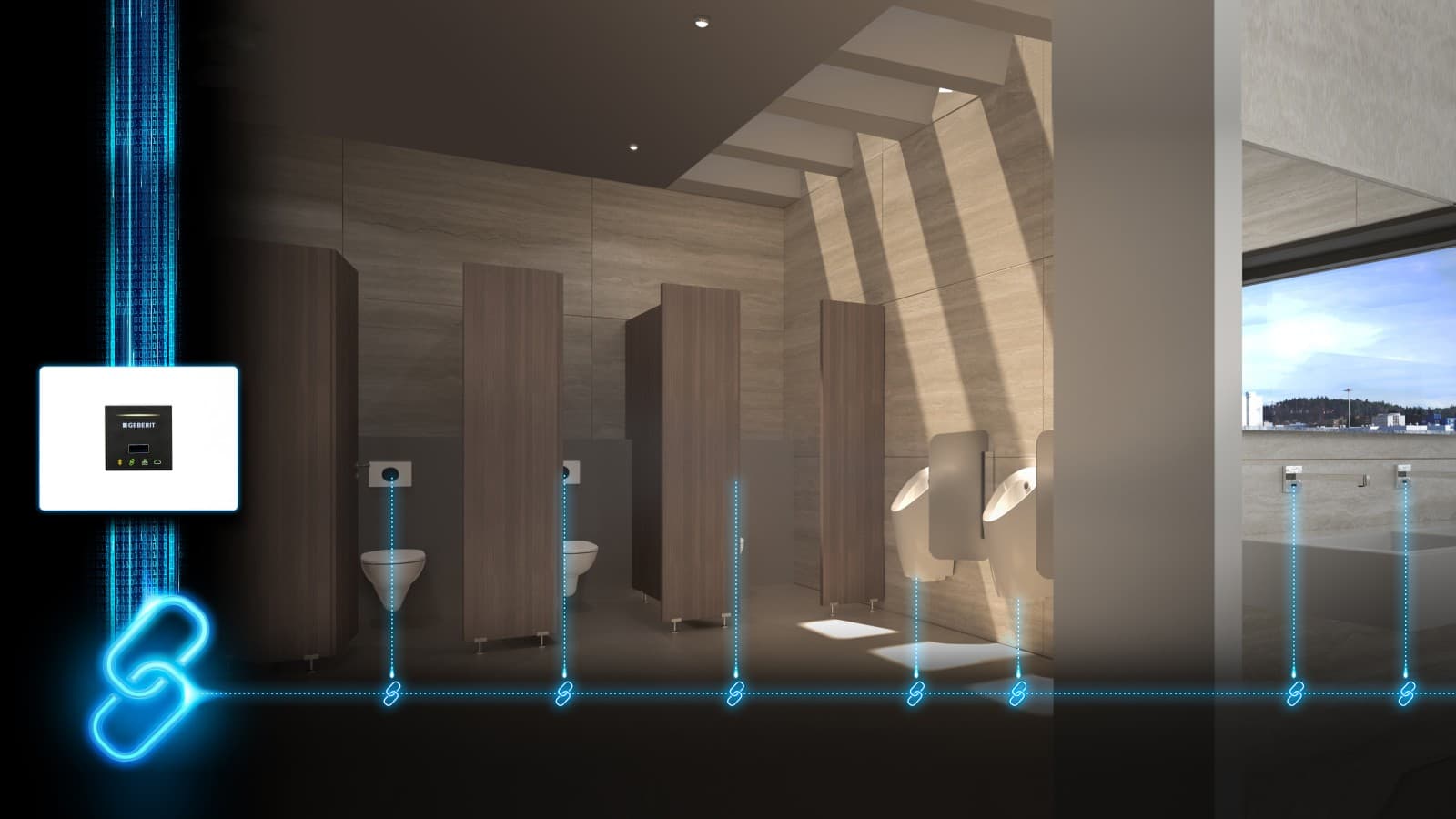 Mise en réseau d'un local sanitaire avec Geberit Connect Mise en réseau d'un local sanitaire avec Geberit Connect